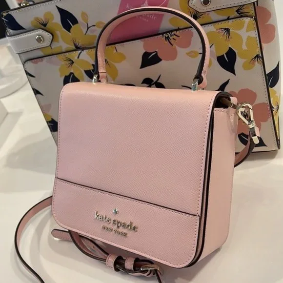 Kate Spade Staci Square Crossbody Saffiano Leather Chalk Pink - Picture 5 of 16